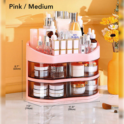 Organizador de maquillaje con cajones giratorios 360º rosa joybos